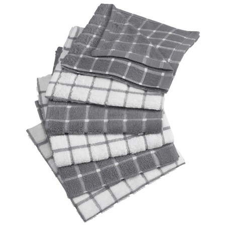 Design Imports Gray Combo Windowpane Dishcloth CAMZ33964